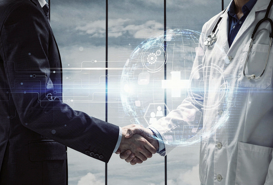 Healthcare partners shaking hands